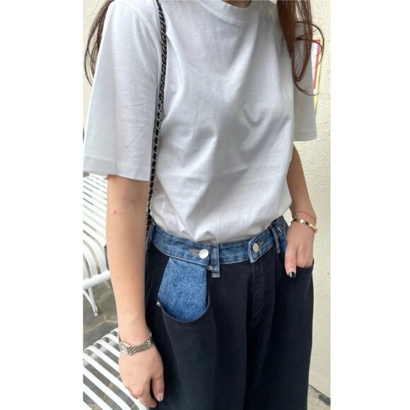 Edition Contrast Waist Jeans Black Denim Pants M/L 100% Cotton Y2K Style - Picture 2 of 15